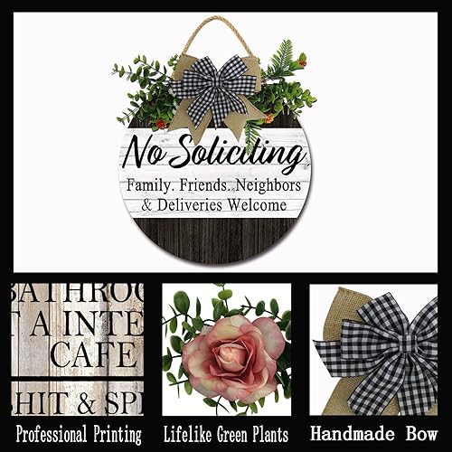 Miniatura 6 de Eveokoki Letrero de bienvenida para puerta delantera, exterior, divertido letrero de madera para puerta delantera, decoración de porche delantero,