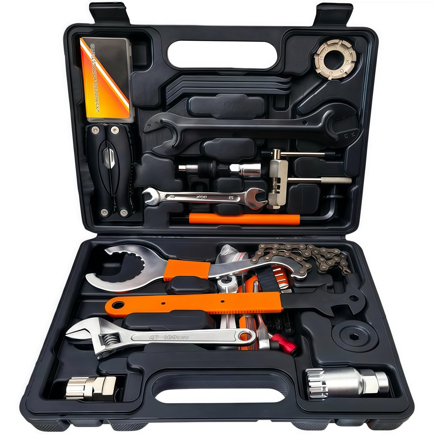 YBEKI Bicycle Repair Set - Ratchet Tool Kit With Chain Tool, Tire Repair Kit, Pedal Wrench, 6 Month Warranty