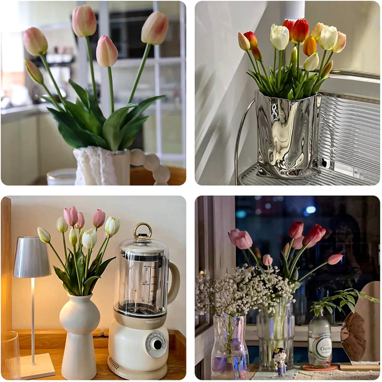 10PCS Peachy Fake Tulips Artificial Flowers Realistic Touch Latex Faux Tulips UV Resistant Fake Flowers Bouquet for Table Home Decor Party Wedding Garden Decoration - Image 3