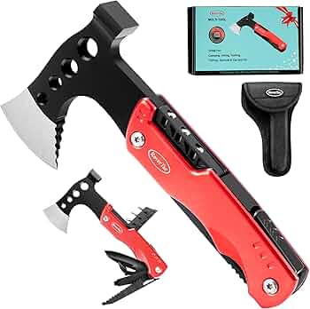 Gifts for Men Women Dad Him RoverTac 11-in-1 Multitool Stainless Steel Hatchet-Pro Quality Axe Knife Hammer Saw File Can & Bottle Opener 4 Screwdrivers Essential for Camping Survival Hiking Fishing