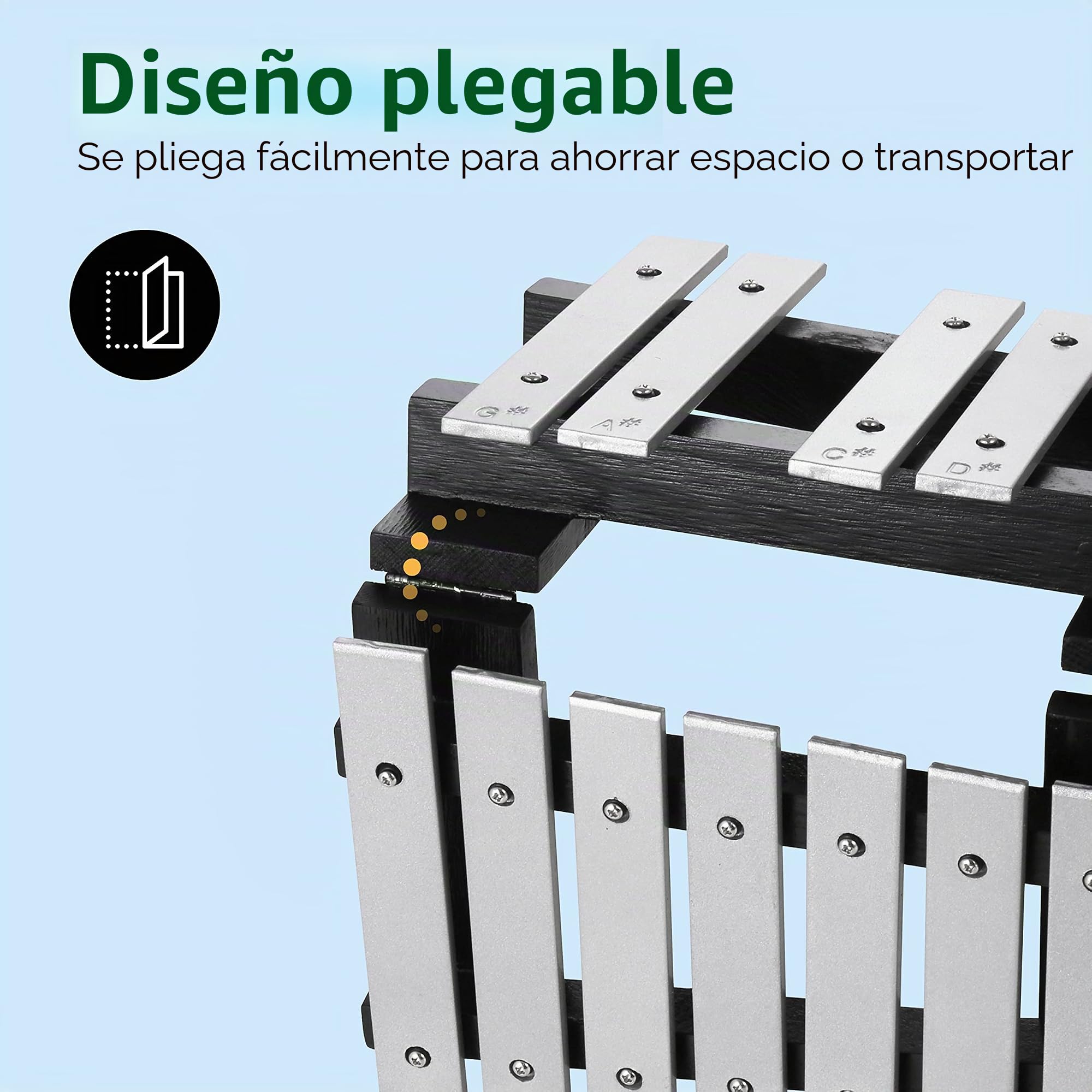 Xilófono Glockenspiel plegable de 30 notas, kit de instrumentos de percusión para adultos y niños, incluye 2 mazos y bolsa de transporte