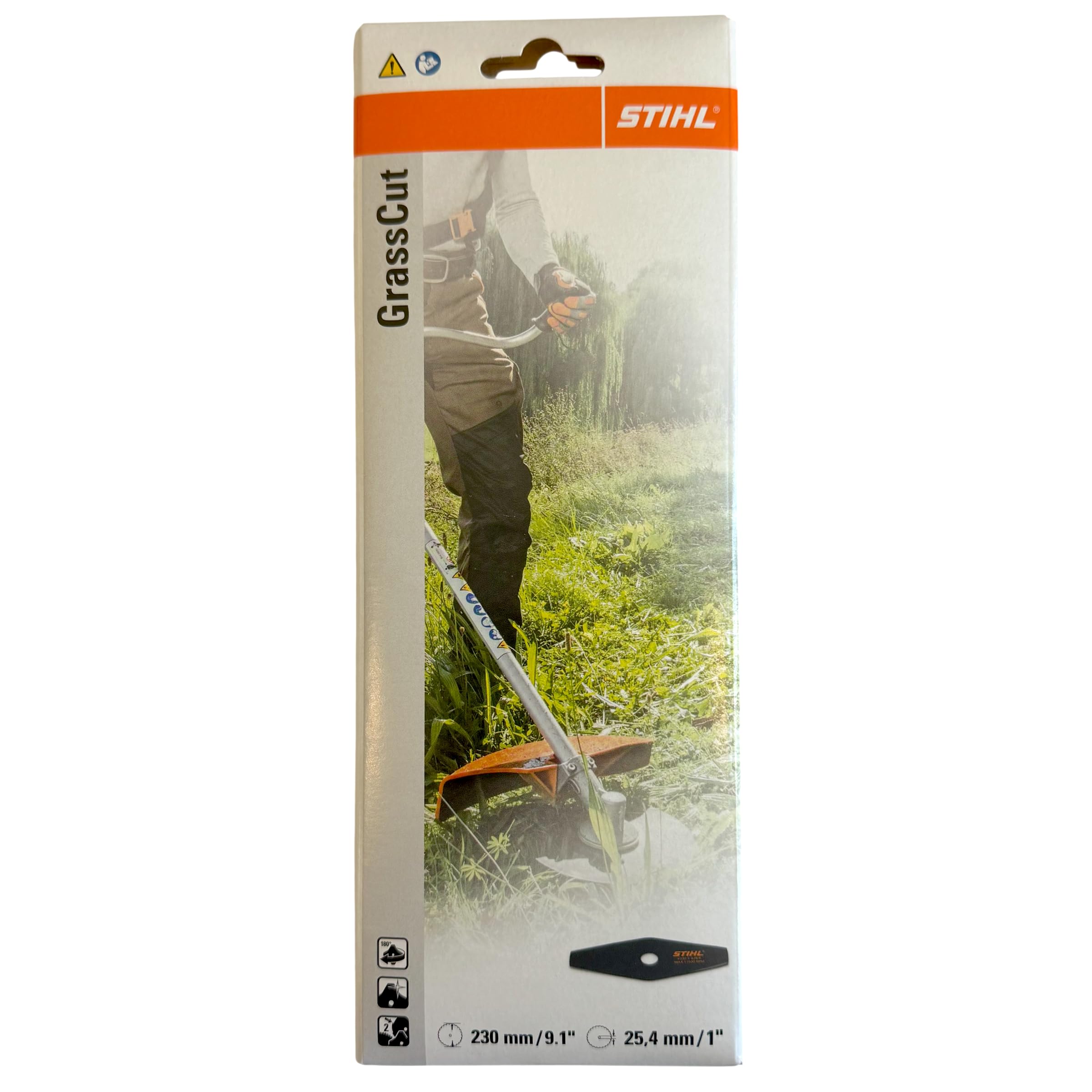 Stihl 40017133805 Desbrozadora Cuchilla Metal, Cuchilla de Cepillo, Hoja de Metal, Gris/Naranja