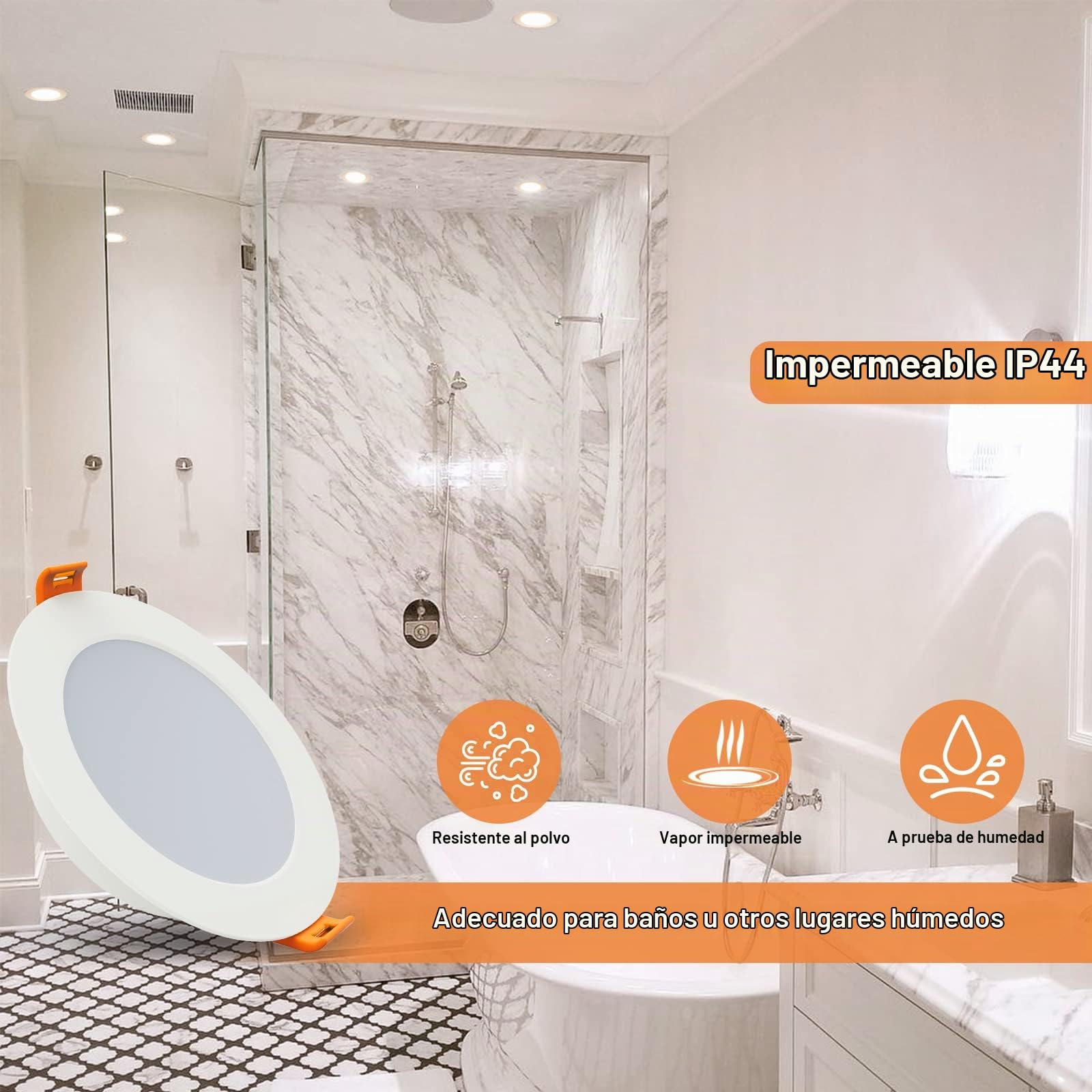 Tomosu Downlight LED Techo Empotrable Regulable 7W, Blanco Neutro 4000K | Pack de 20, IP44 Focos LED Interior Baño 7W 700LM, 3 Intensidades Sin Regulador, Corte 95-105mm, Ojos de Buey Led para Techo