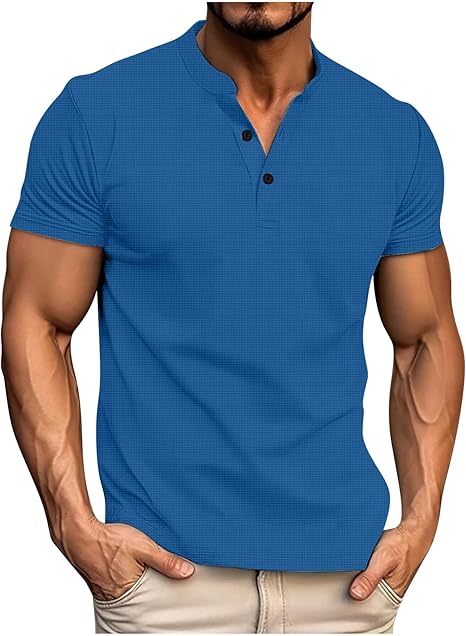 Herren T-Shirt Baumwolle Kurzarm Mit Knopfleiste - Bequemes Basic Shirt Für Sommer & Freizeit