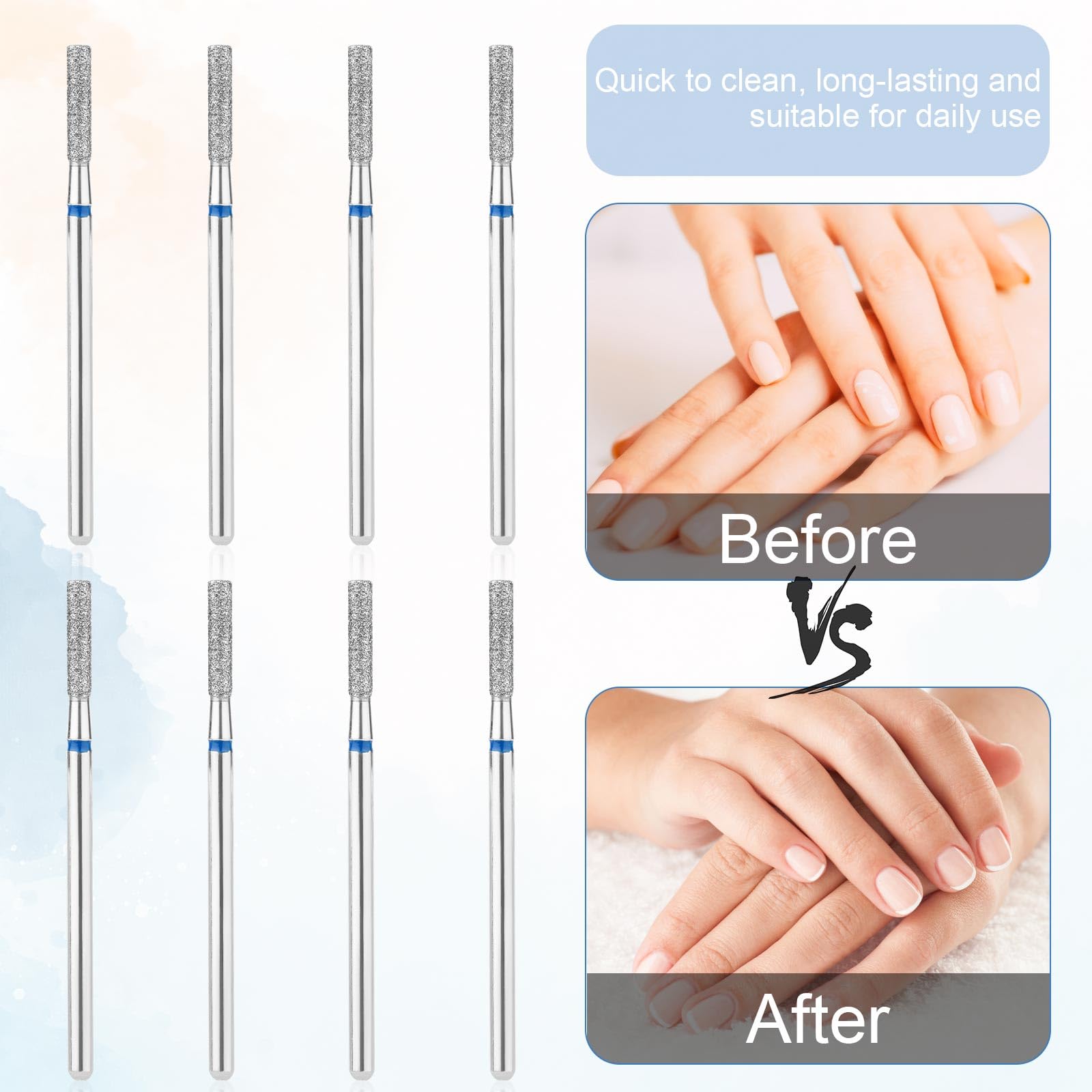 8pz Punte Fresa Unghie, 2,1mm Barile Punte per Trapano per la Pulizia delle Cuticole Punte per la Rimozione delle Cuticole Strumento per la Pulizia delle Cuticole per Salone per Unghie
