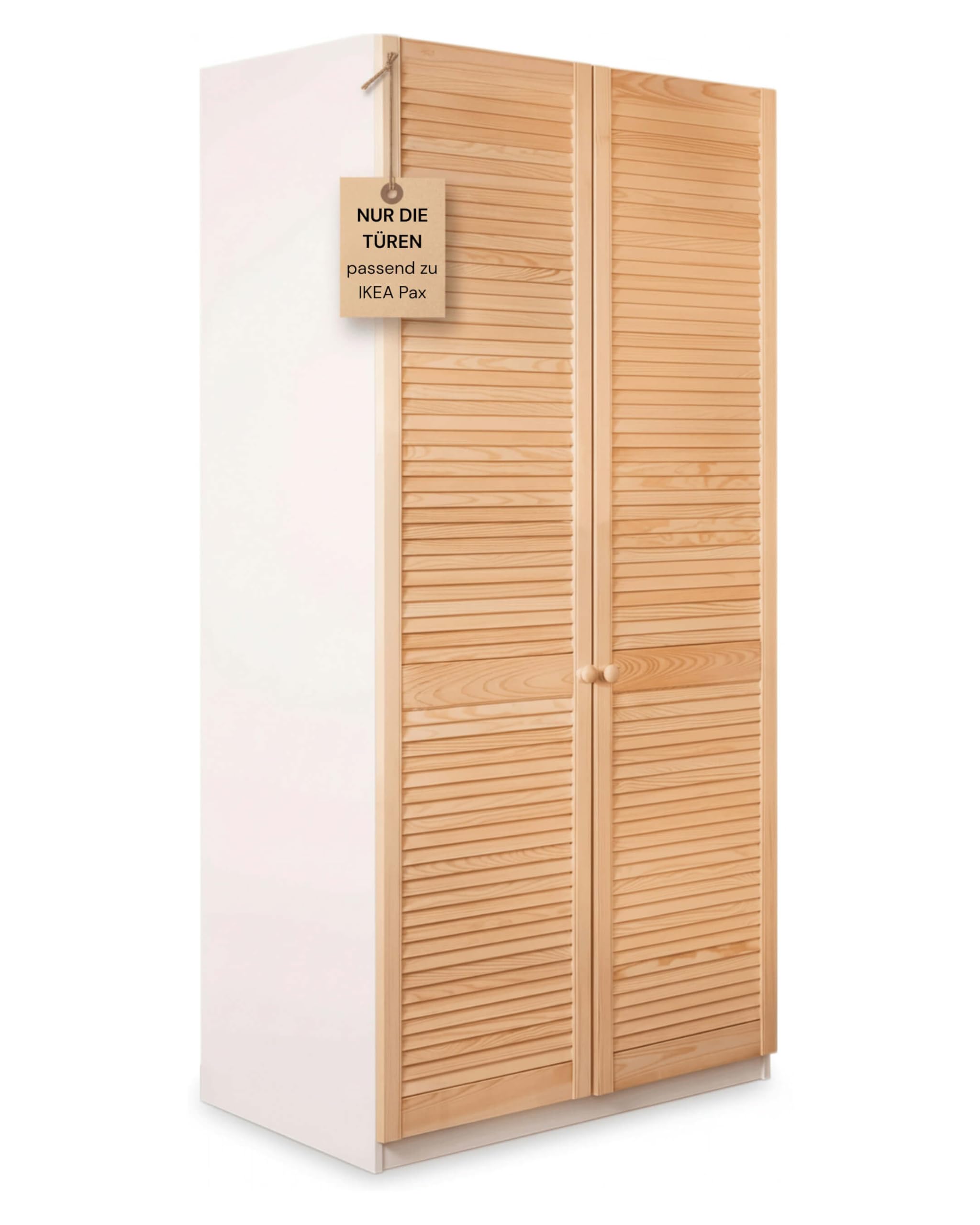 Lamellentüren Set passend zu IKEA Pax Kleiderschrank 201 cm Höhe | 2 STK. / Paar Schranktüren EINBAU FERTIG | Hochwertiges Massivholz unbehandelt
