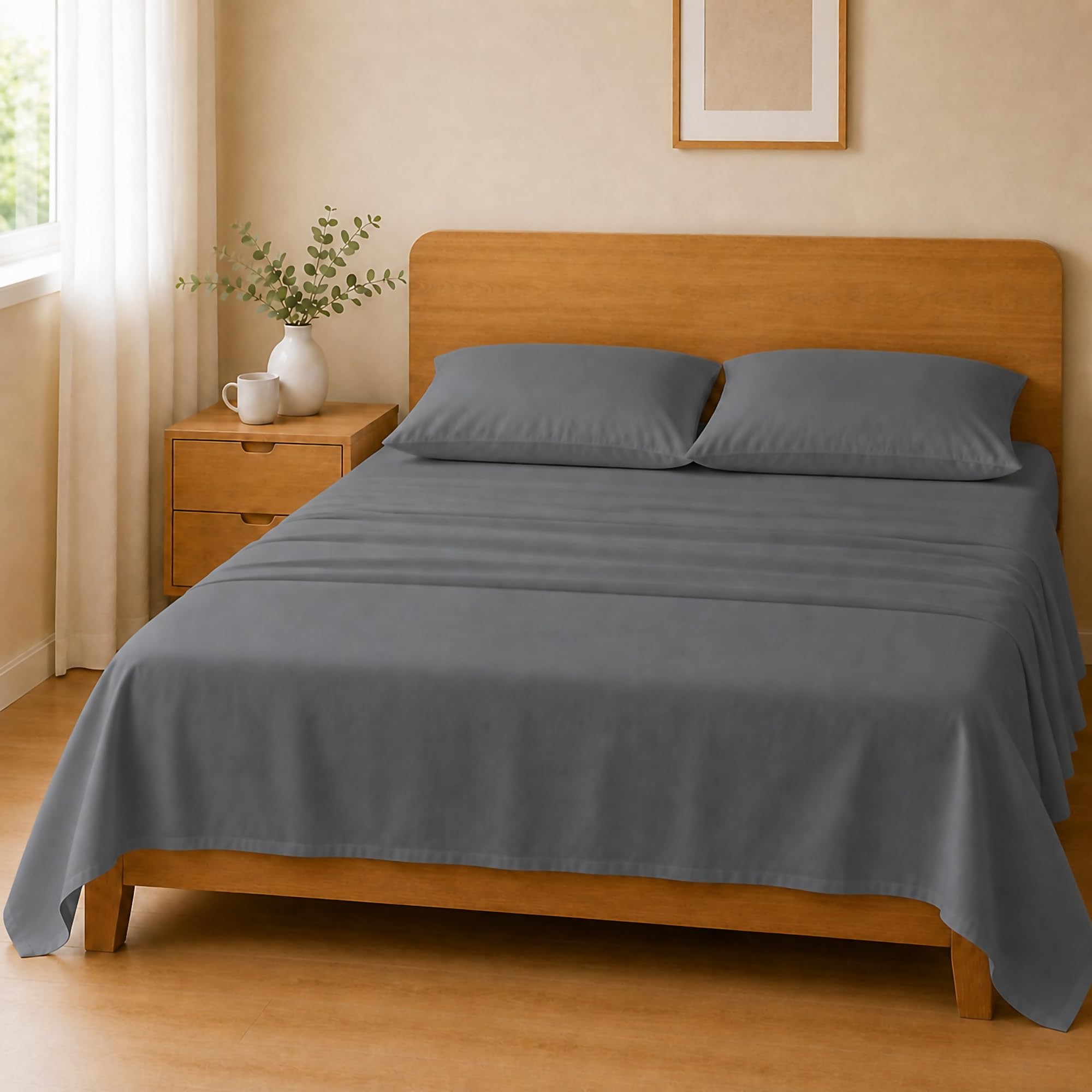Homebliss Microfibre Set 180 x 190 + 25 / 230 x 240 + 45 x 75 2 Pieces, Dark Grey