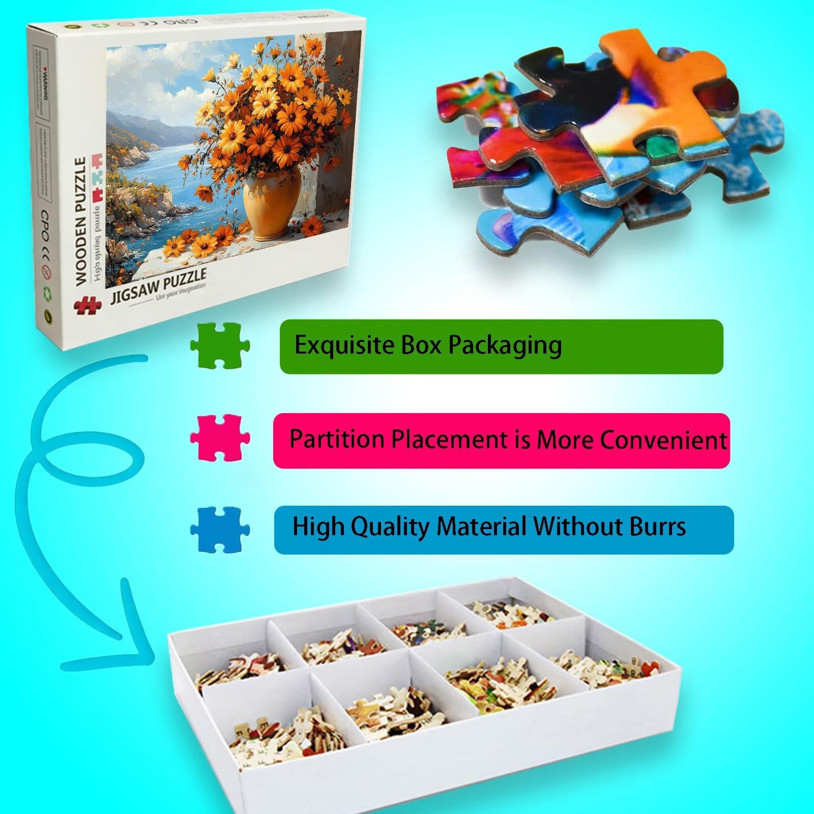 Chryzantema Puzzle 1500 elementów, wymagająca zagadka, drewniane puzzle dla dorosłych, puzzle dla całej rodziny, zestaw "zrób to sam" dla dorosłych, nadają się jako dekoracja ścienna, prezenty dla