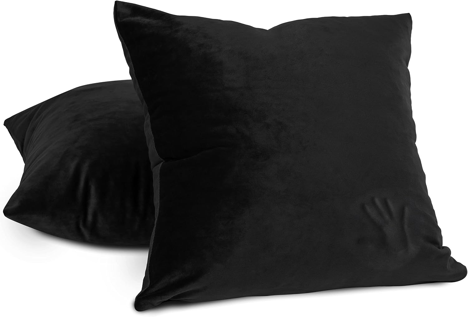 Milliard Pack of 2 Decorative Couch Pillows with Shredded Memory Foam Throw Pillow with Washable, Velvet Cover- 18x18 (Black)