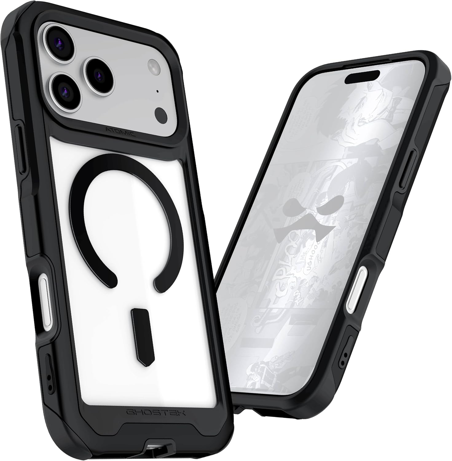 Ghostek Atomic Slim iPhone 17 Pro Max Case, Compatible with Apple MagSafe Accessories, Aluminum Metal Bumper, Shockproof Drop Protection (6.9 Inch, Black)