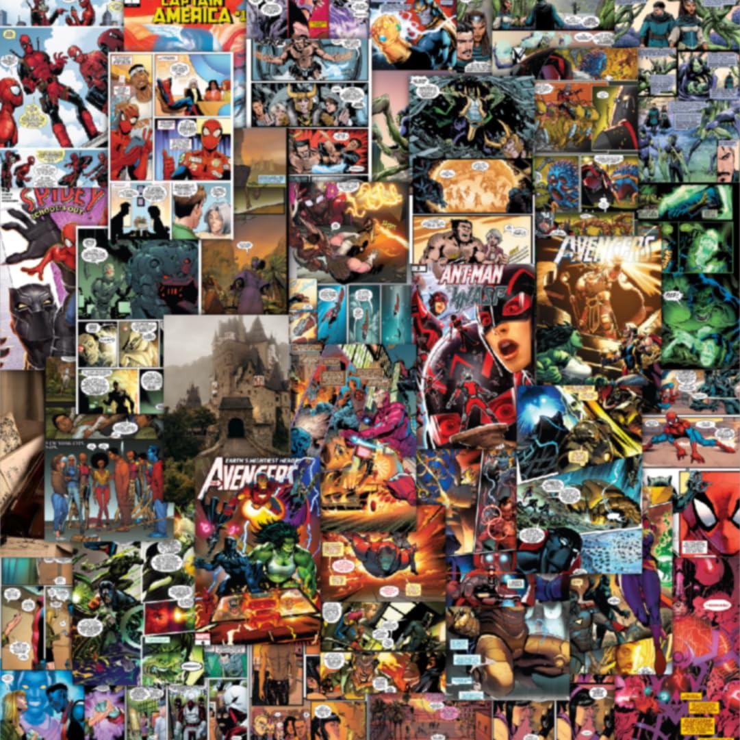 CodersParadise Superhero Wall Collage Kit | 54 Premium 4x6 Posters | Marvel & DC Inspired Aesthetic Room Décor | Superhero Cardstock Wall Art for Bedroom, Dorm & Office | Glue Dots Included