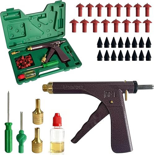 Kit de pistola de tapón de neumáticos, kit de reparación de neumáticos, kit de reparación de pinchazos de pistola de neumáticos sin cámara con 16