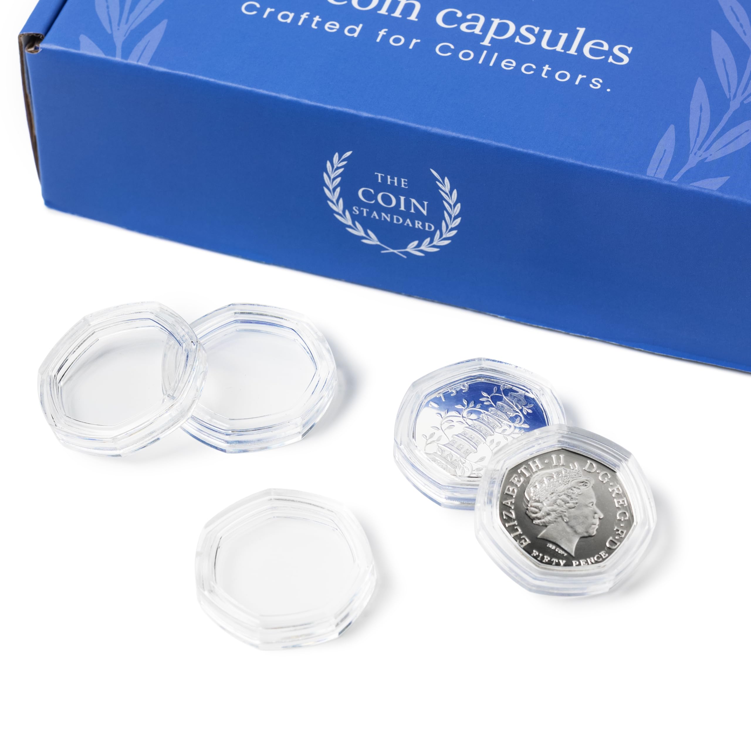 The Coin Standard 40x 50p Coin Capsules, Custom Heptagonal Fit 50 Pence Holders - Image 2