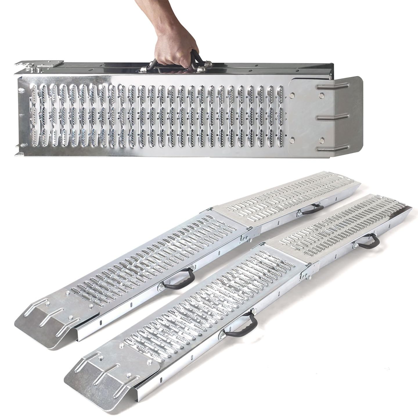 IDMarket - Set de 2 rampes pliables galvanisées spécial chargement