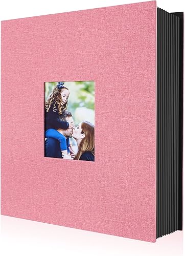 Ywlake Álbum de fotos de 4 x 6 pulgadas, 400 bolsillos, álbumes de fotos de lino con capacidad para 400 imágenes verticales, solo color rosa