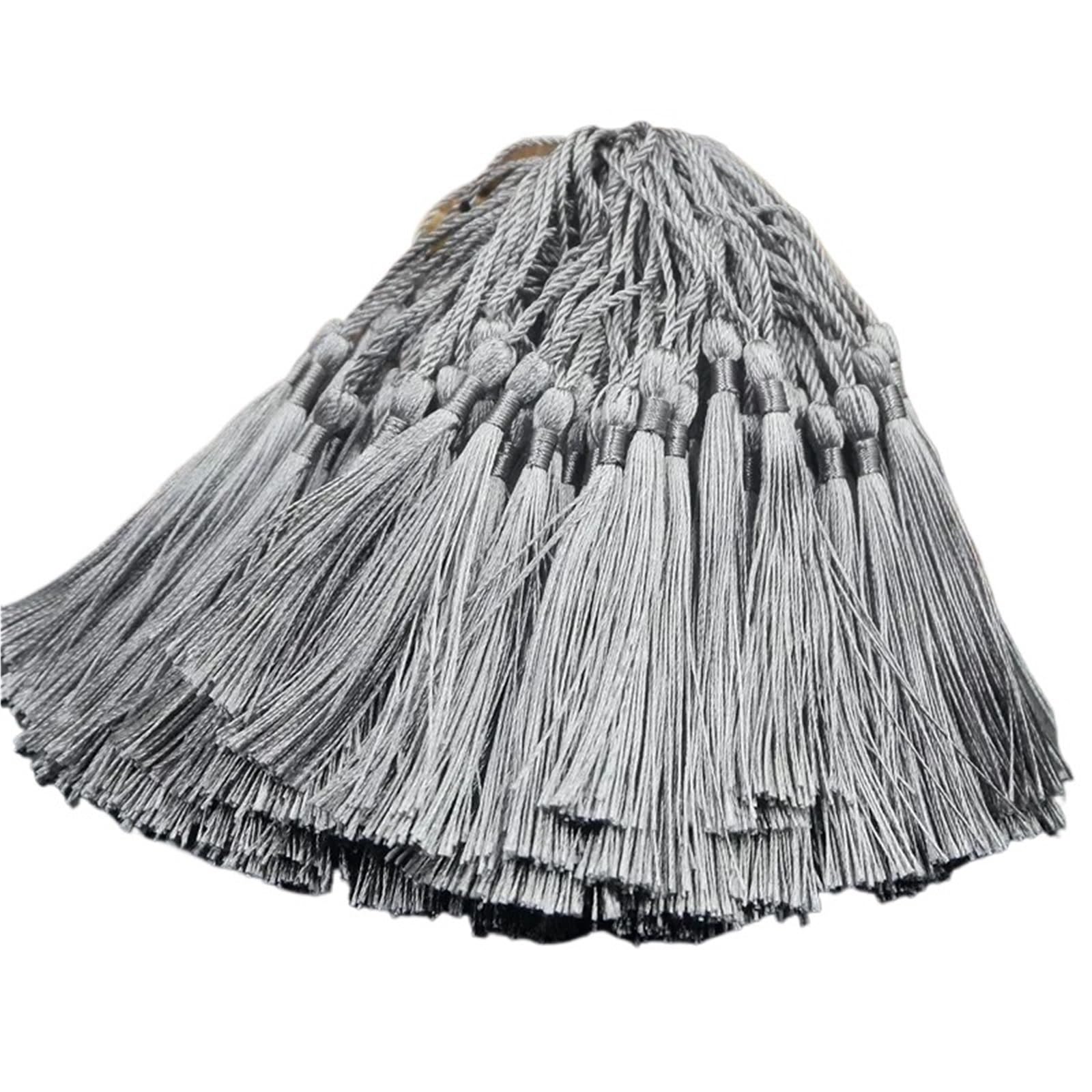 Mini Tassels 200Pcs 13cm Tassels Bookmark Tassels Silky Handmade Soft Craft Mini Tassels for Bookmarks Trim Fringe DIY Crafts Jewelry Making for Crafts(28A grey)
