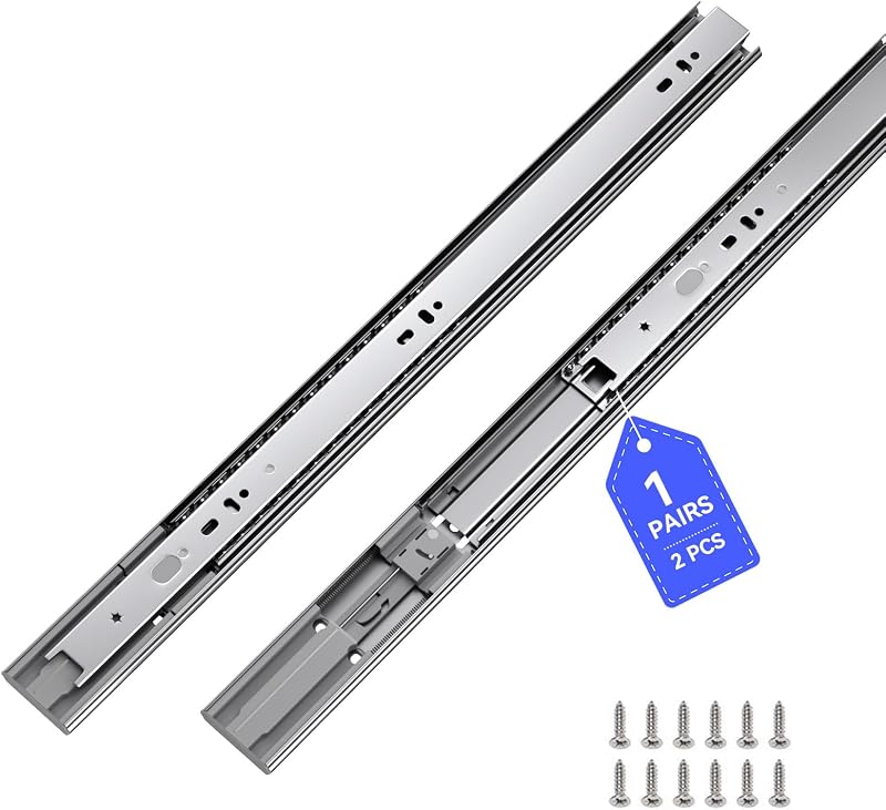 LONTAN 1 Pair Soft Close Drawer Slides 22 Inch Heavy Duty Cabinet Rails | 100lb Capacity 1.2mm Thickened Cold Rolled Steel;Smooth Ball Bearing Glides;Full Extension;Easy Side Mount Installation