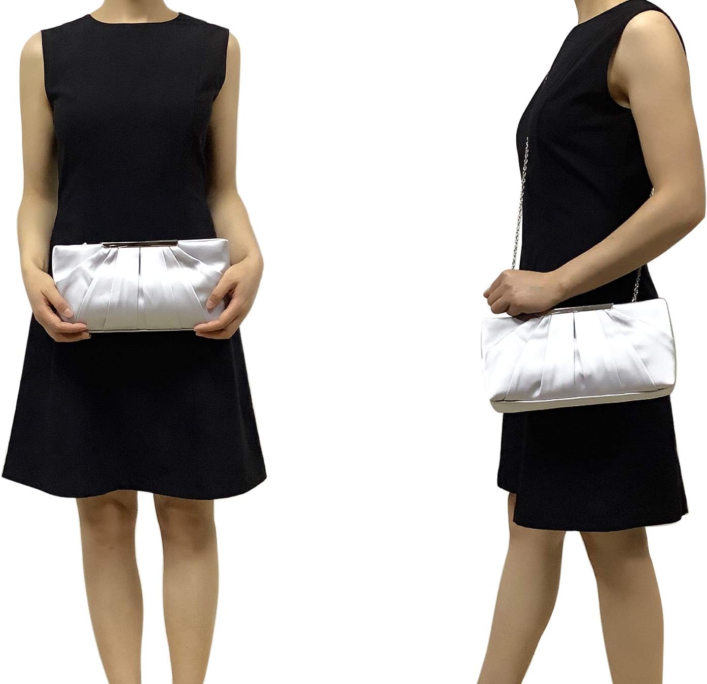 CHARMING TAILOR Clutch Evening Bag Elegant Pleated Satin Formal Handbag Simple Classy Purse for Women - Image 7