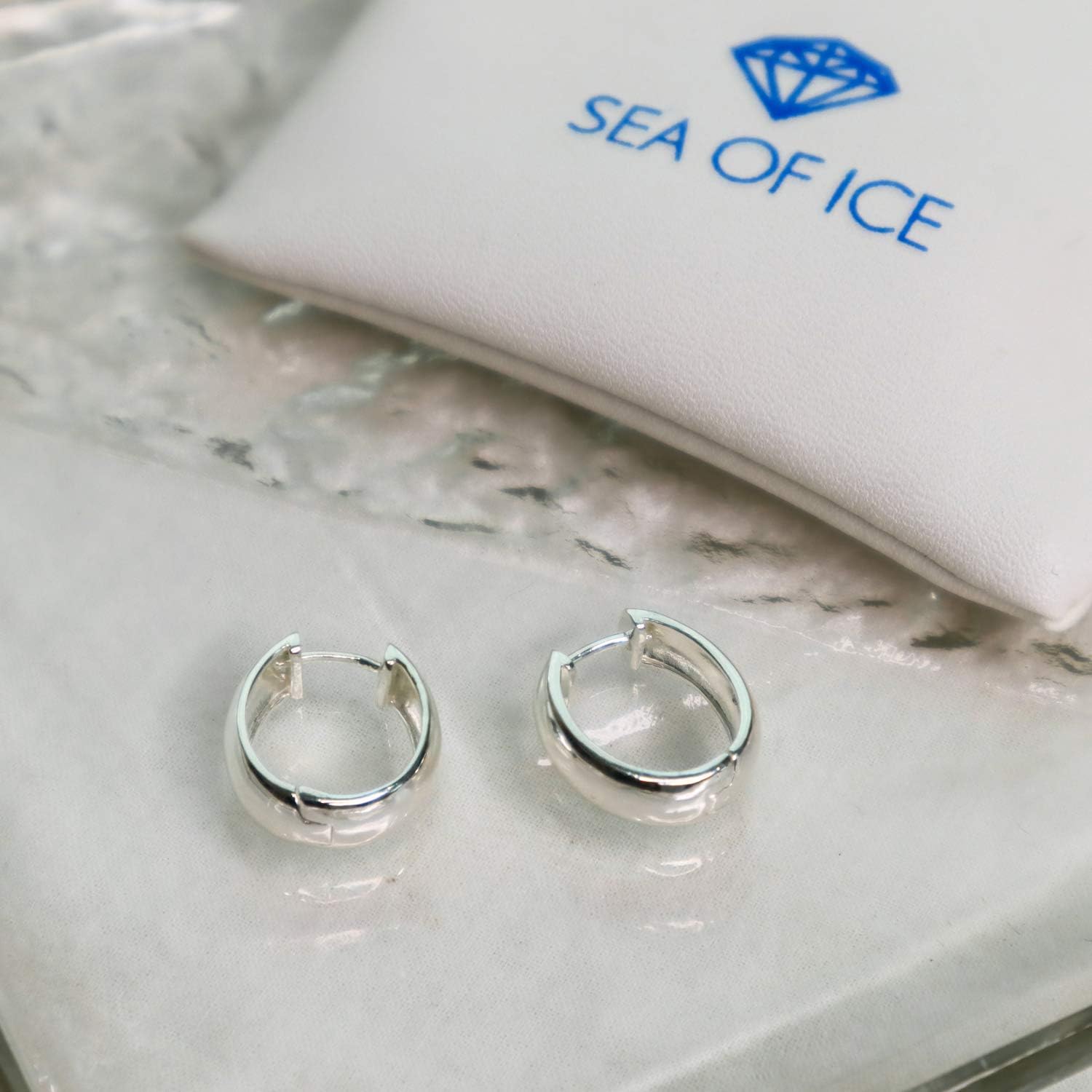 Sterling Silver Ear Cuff Hinged Huggie Hoop Earrings for Women, 16mm Diameter - Image 6