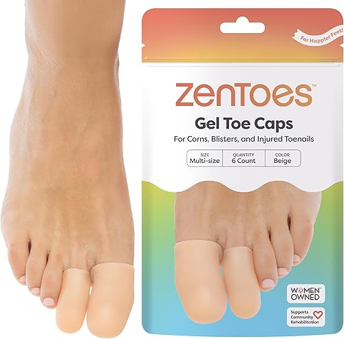 ZenToes Paquete de 6 protectores de gel para los dedos de los pies, amortigua y protege para proporcionar alivio de uñas perdidas o encarnadas,