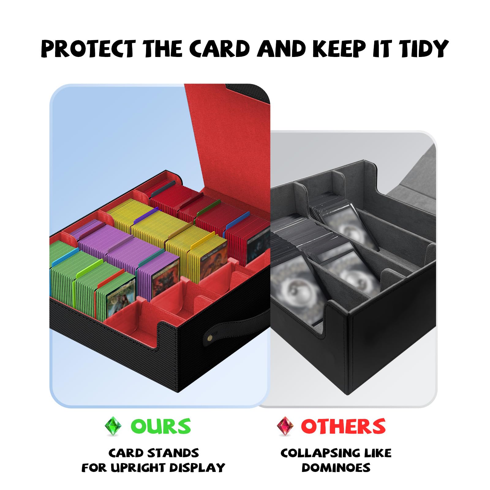 Caja de almacenamiento de tarjetas intercambiables, cajas de mazo MTG, cajas de almacenamiento de tarjetas, cajas de almacenamiento de tarjetas de béisbol, cajas de mazos de comandante, almacenamiento