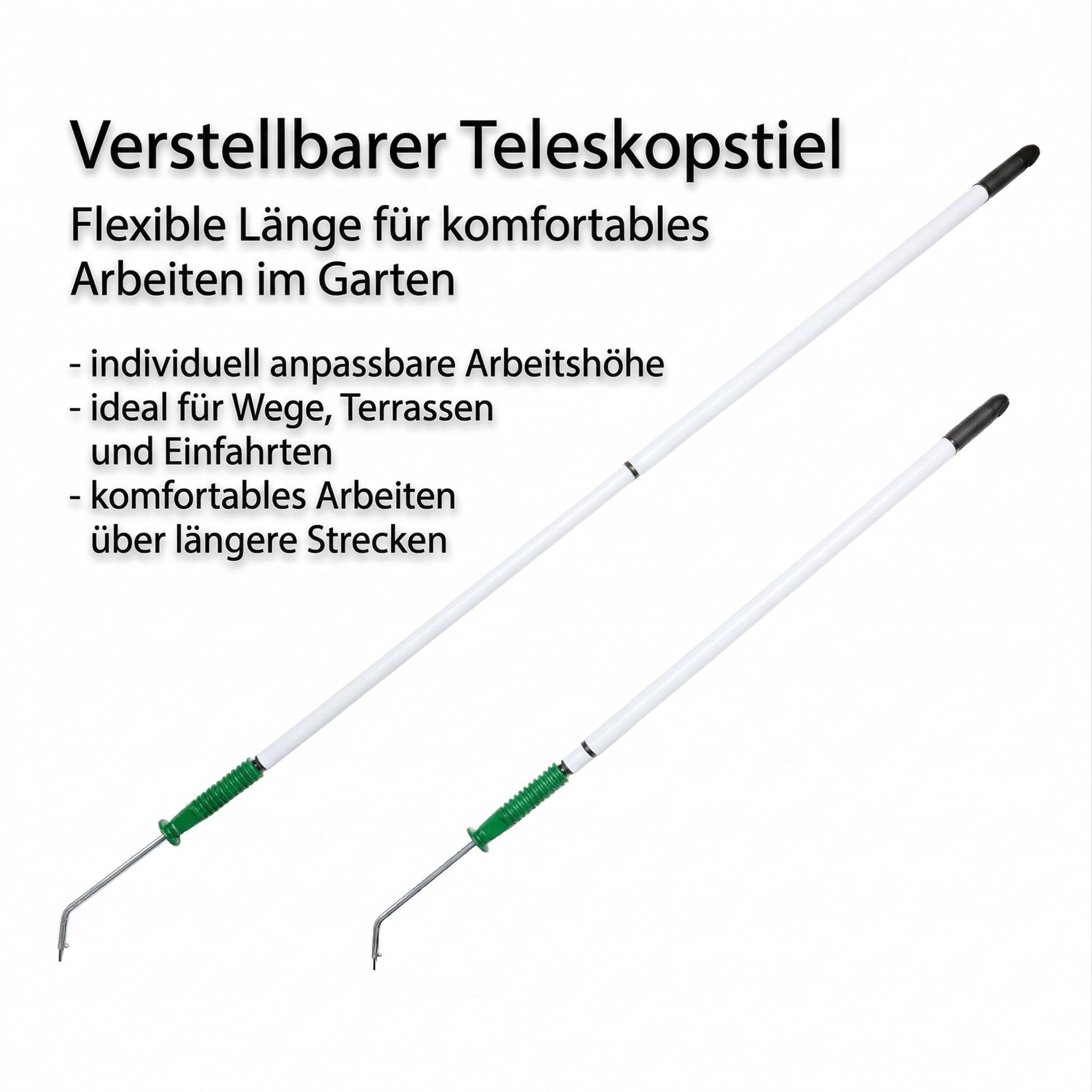 GIGANT Fugenkratzer mit Stiel Fugenreiniger Unkrautkratzer Schneide aus Vollhartmetall verschleißfest wendbar Handgriff inkl. Teleskopstiel und Ersatzschneide