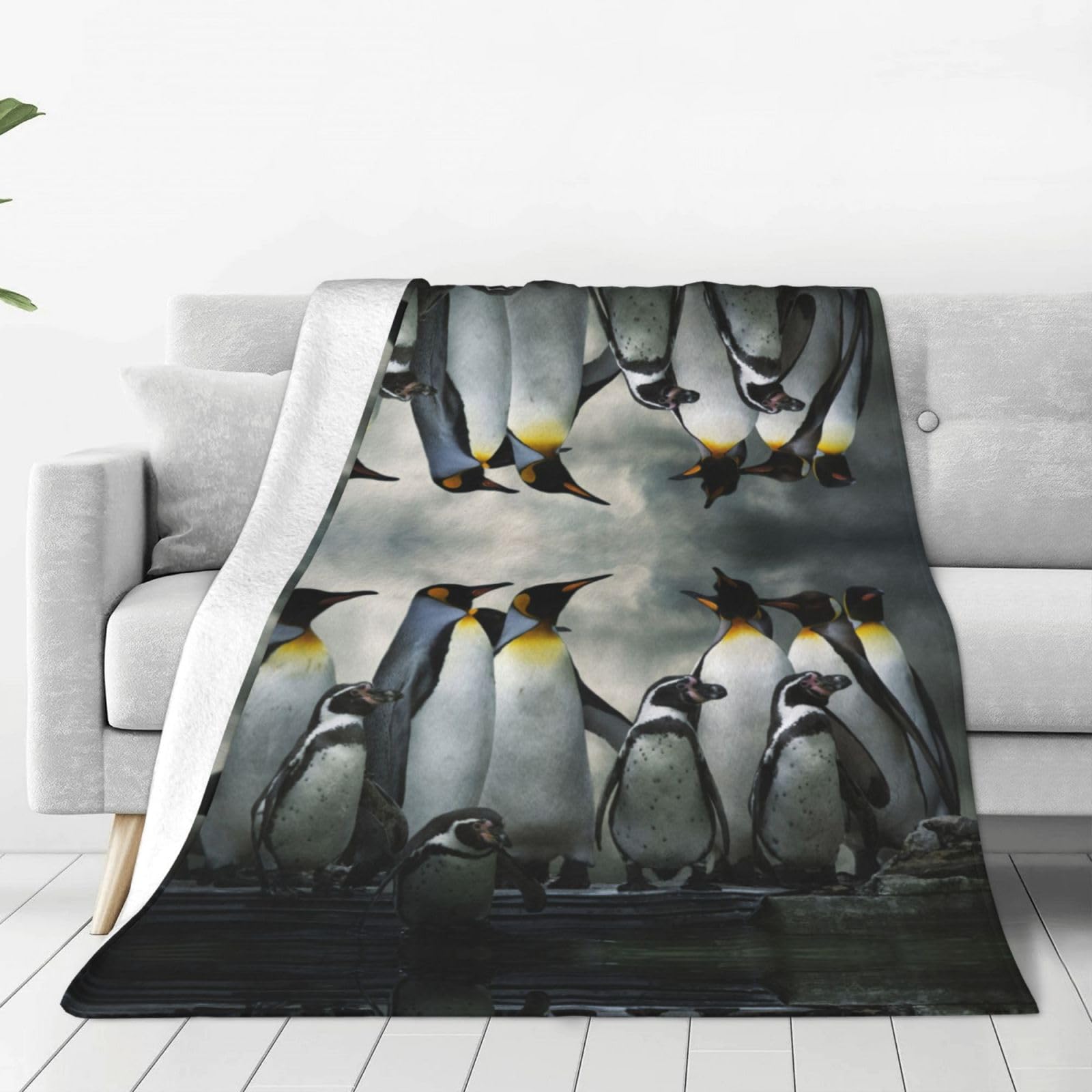 Couverture polaire imprimée famille de pingouins pour partager des moments de tendresse