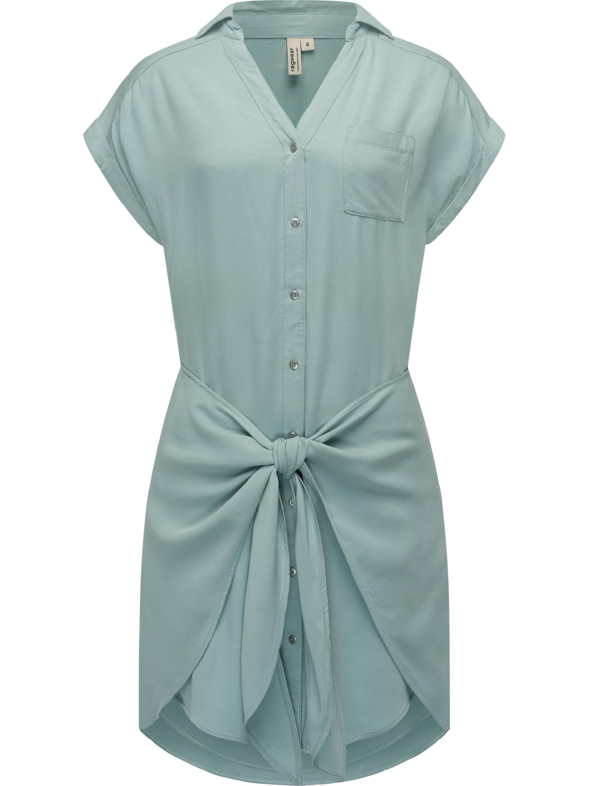Ragwear Damen Kurzarm Sommerkleid kurzes Blusenkleid mit Taillenband und Brusttasche Bahaya YOUMODO XS-XXL