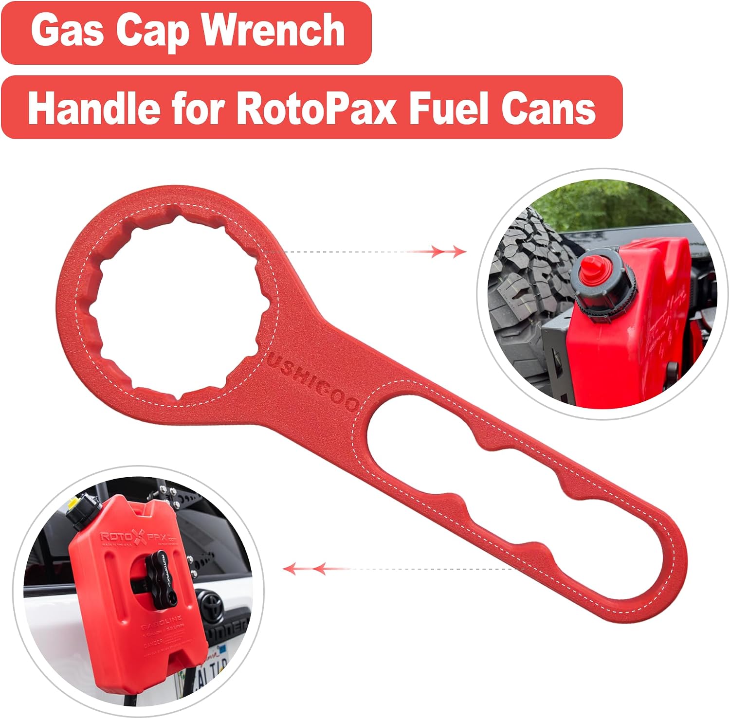 2-in-1 Combination Wrench For Rotopax Cap Wrench Fuel Can and Fuel/Water Pack Container Mounts T-Handle Tool, RX-LOX-PM LOX-PM RX-DLX-PM Portable Lock-Red