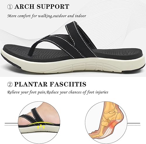 Miniatura 3 de COFACE Chanclas Ortopédicas de Moda para Mujer Damas Deslizables Ligeras Atléticas Esterilla de Yoga Cojín Sandalias Tipo Tanga con Cómodo Soporte