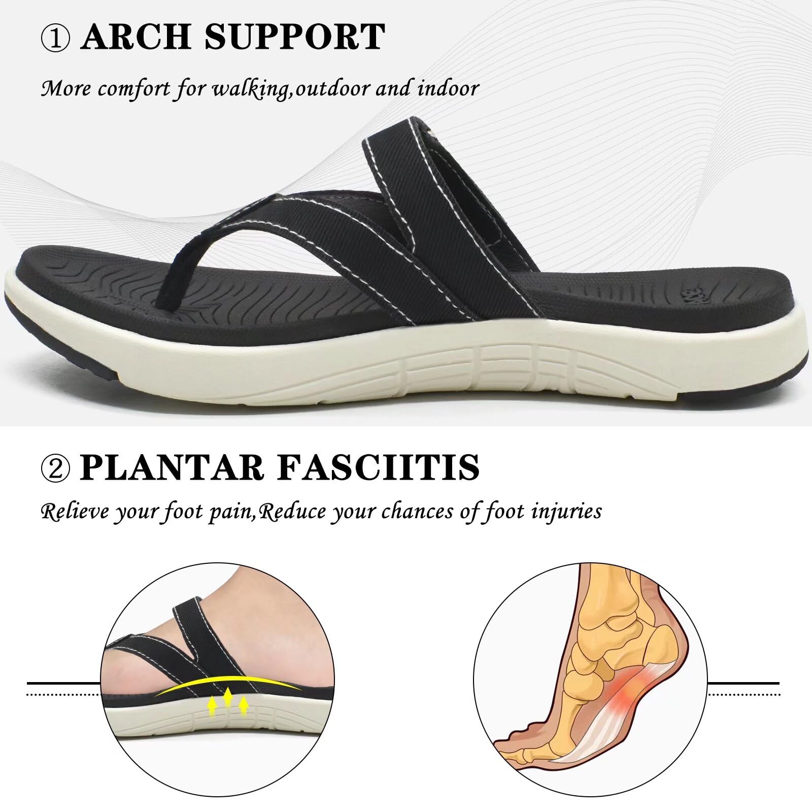 COFACE Infradito Donna Moda Ortopediche Estive Comode Pelle Cuoio Supporto Arco Plantare Flip Flop Doccia Spiaggia Piscina Aperte Leggere Eleganti Ciabatte Antiscivolo Gomma Suole