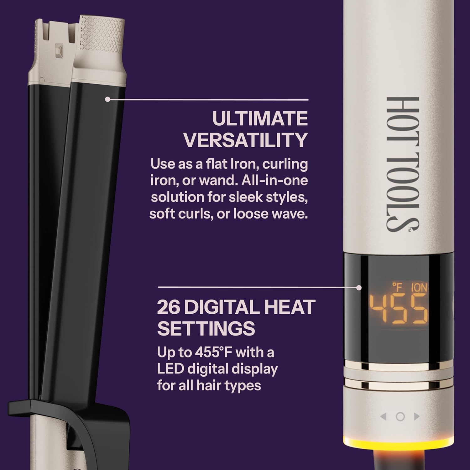 HOT Tools Pro Artist Protect & Style CurlStraight Styler | 2-in-1 Easy-to-Use, Use as Curling Iron, Flat Iron, or a Wand for Styling Curly or Straight Hair, 1 ¼" Curling Iron - Image 4