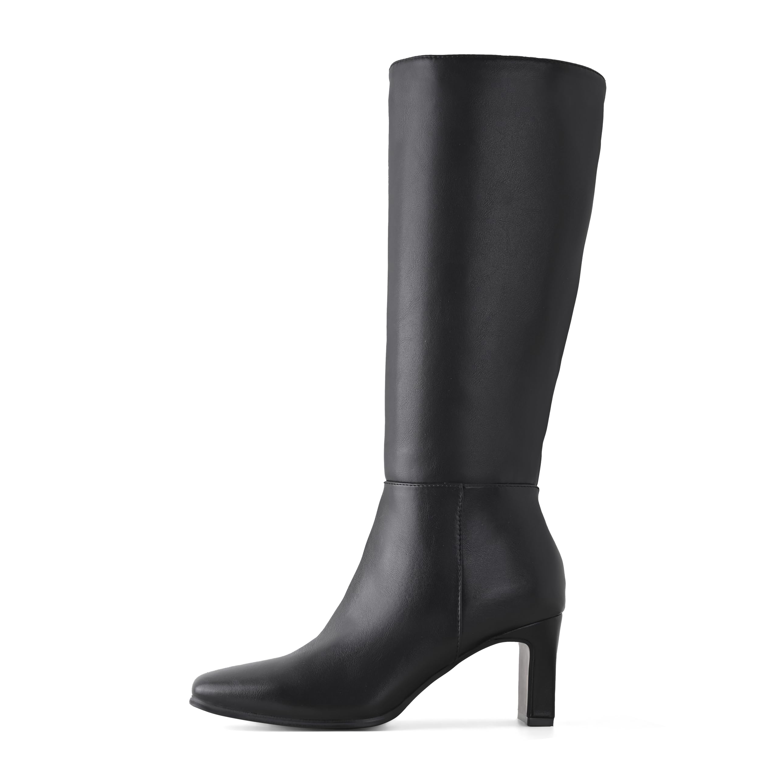 ShoeN Tale Womens Knee High Boots Chunky Block Heel Square Toe Tall Boots with Side Zipper