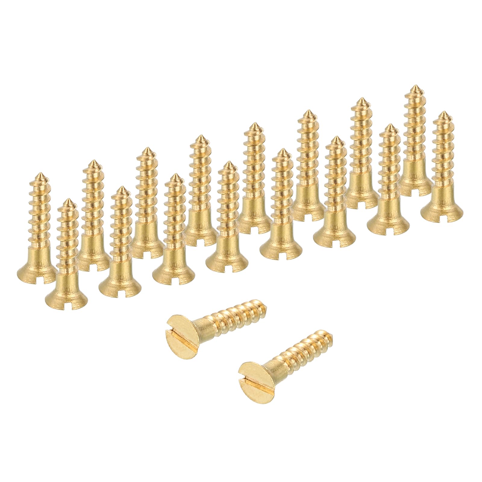 Wood Screws, M2.5 x 12mm Brass Slotted Flat Head Self Tapping Screw Quick Metal Self-Tapping for Indoor Household Appliances Furniture Woodworking Pack of 38