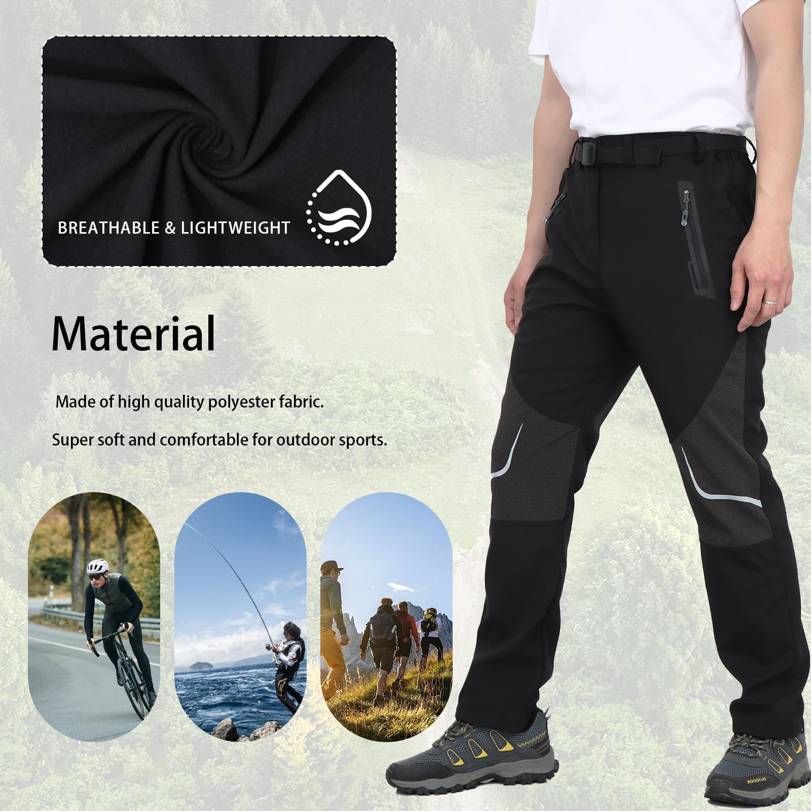 Pantalons de Marche Respirants Pantalons de randonnée de Sports de Plein air de Camping légers pour Hommes