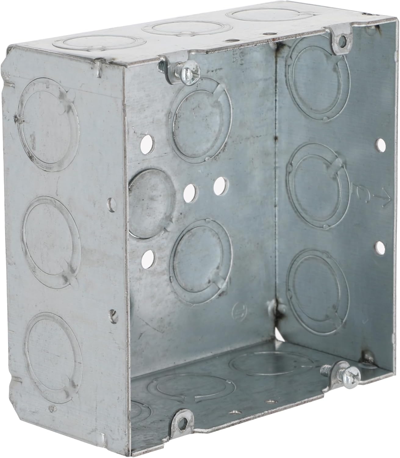 RACO 8257SP 4-11/16 in. Welded Square Box, 2-1/8 in. Deep with One 1/2 in. KO & Fifteen TKO's, Raised Ground, 20-Pack,Gray