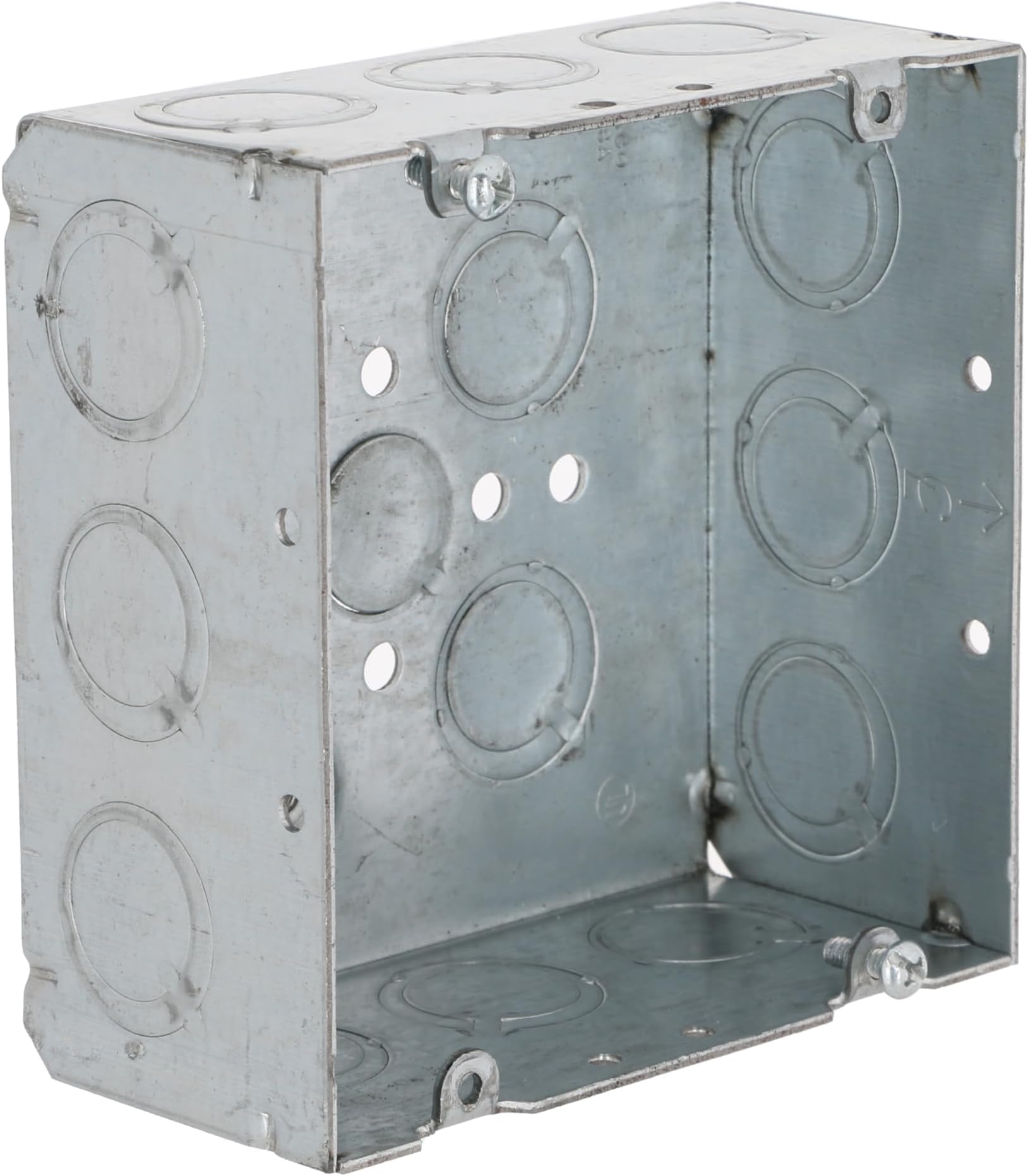 8257SP 4-11/16 in. Welded Square Box, 2-1/8 in. Deep with One 1/2 in. KO & Fifteen TKO's, Raised Ground, 20-Pack,Gray