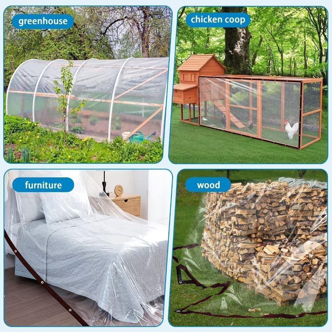 Transparente Plane - mit öSen Abdeckplane Wasserdicht 2.5X5m Durchsichtige Tarp GewäChshaus MöBel Staubdicht wasserdichte Gartenplane Gewebeplane Wetterfeste FüR Schutz Vor Witterung