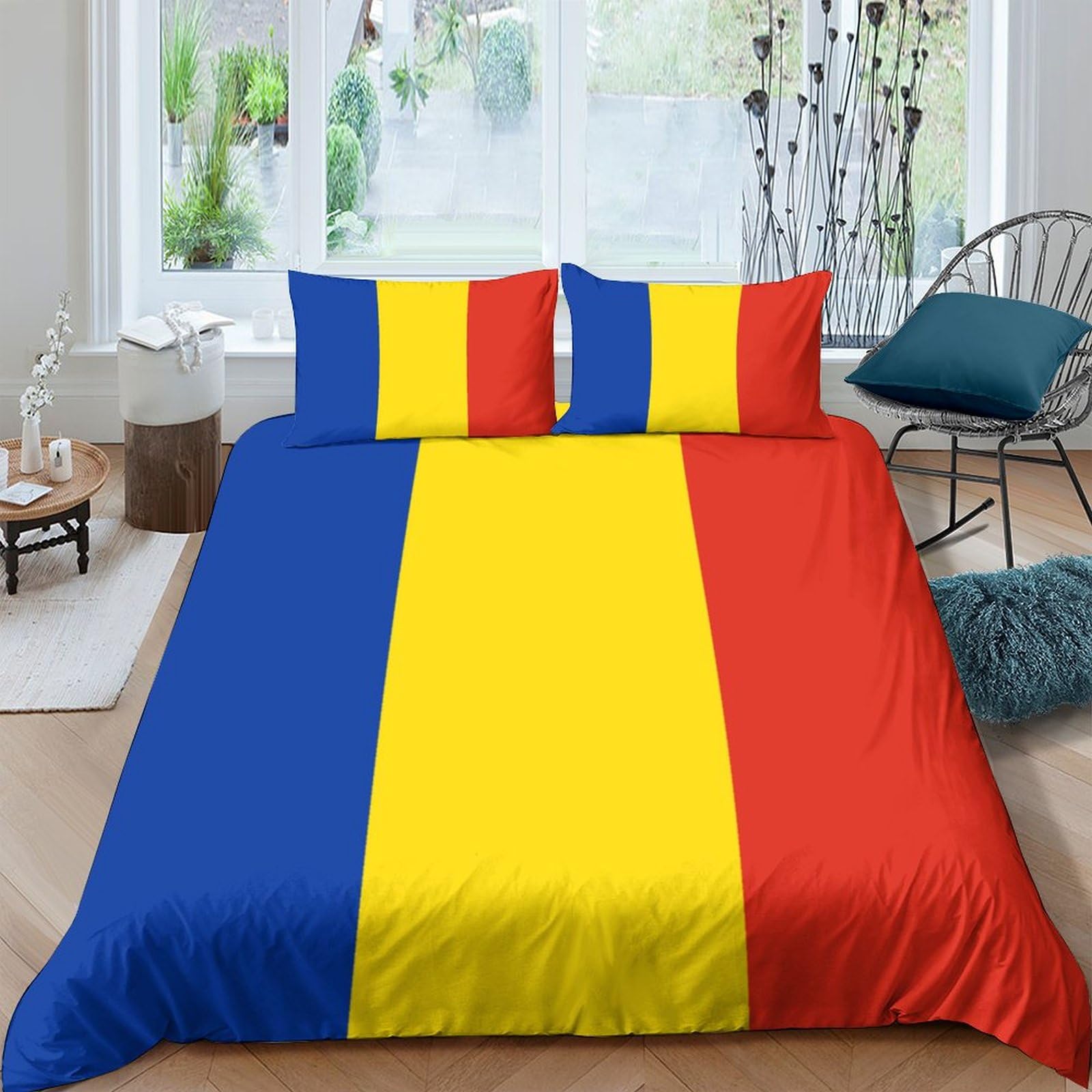 AAHARYA Flag of Romania 3D Duvet Cover Set,National Flag Bedding Set with Zipper Closure, Soft Microfiber Quilt Covers for Home Decor King（220x240cm）