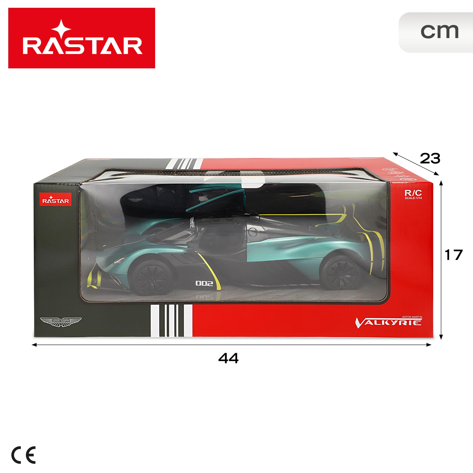 COLORBABY RASTAR Coche teledirigido Aston Martin Valkyrie AMR Pro, Licencia Oficial, Escala 1/14, 2.4 GH.z, USB, Puertas abatibles, Coches teledirigidos, Incluye Luces, +6 años (41290)