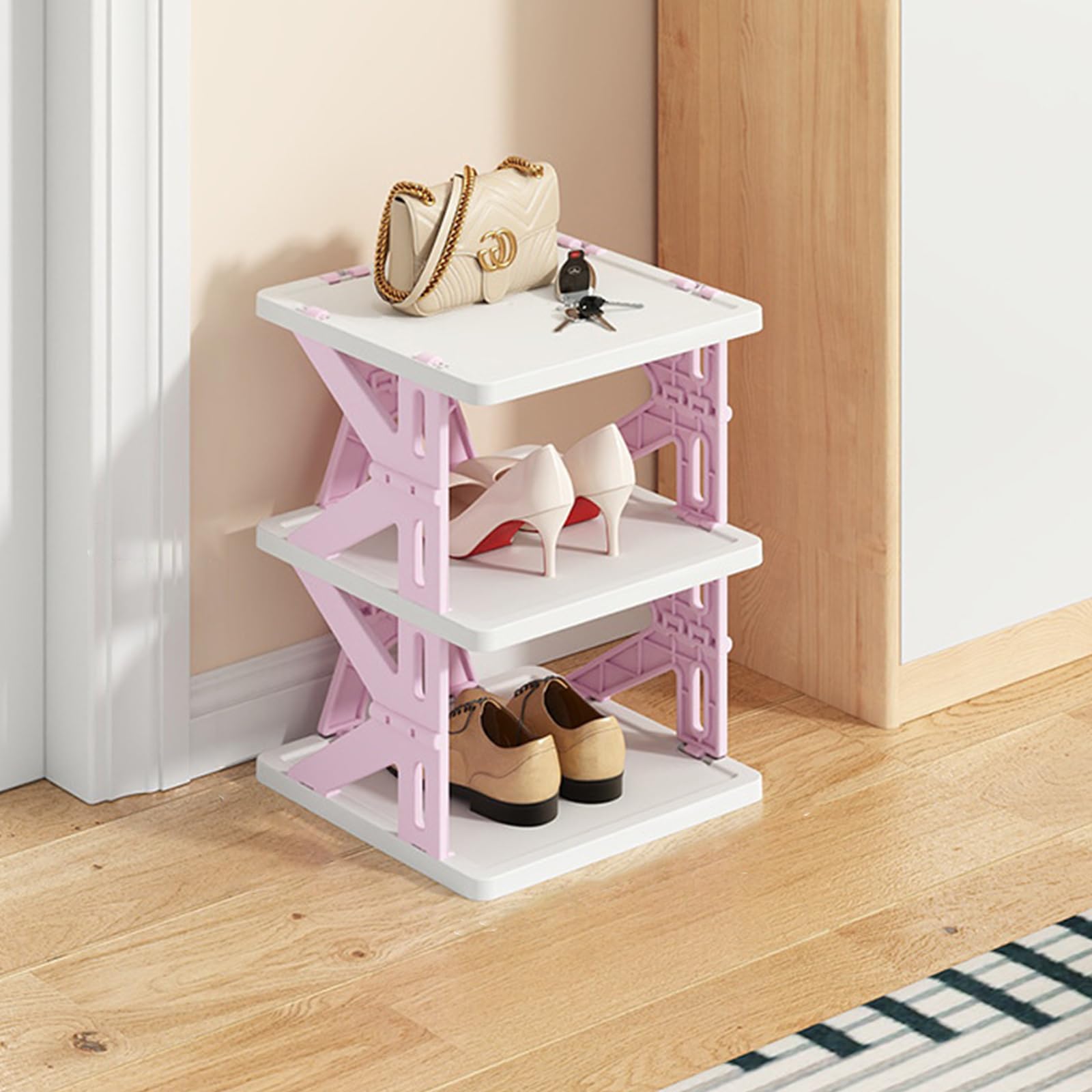 Support vertical étroit pour ranger les chaussures dans une petite entrée