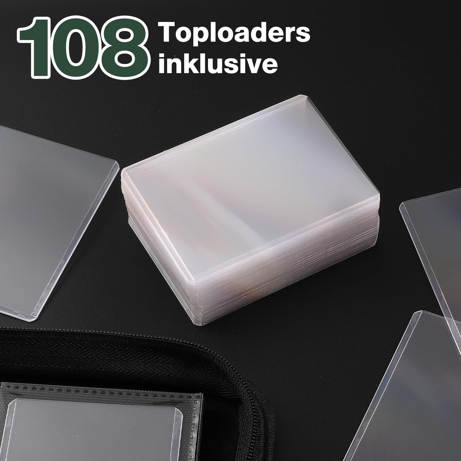 Toploader - Album di carte da collezione per 288 Toploader, 108 Toploader inclusi, copertina in poliuretano di alta qualità, per 3" x 4" Rigid Toploader, album da collezione su entrambi i lati per TCG