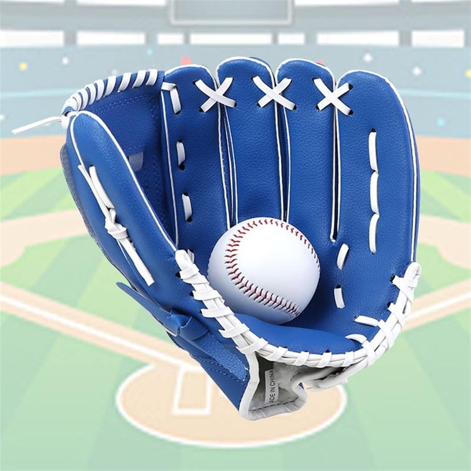 Guante de béisbol para niños/jóvenes/adultos 10.5/11.5/12.5 pulgadas Guante de béisbol de cuero de PVC Accesorios para deportes al aire libre Mano izquierda Marrón/negro/azul Protección de s