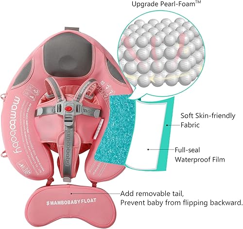 Miniatura 2 de Mambobaby Add Tail - Flotador para bebé con toldo para el sol, edición especial, color rosa