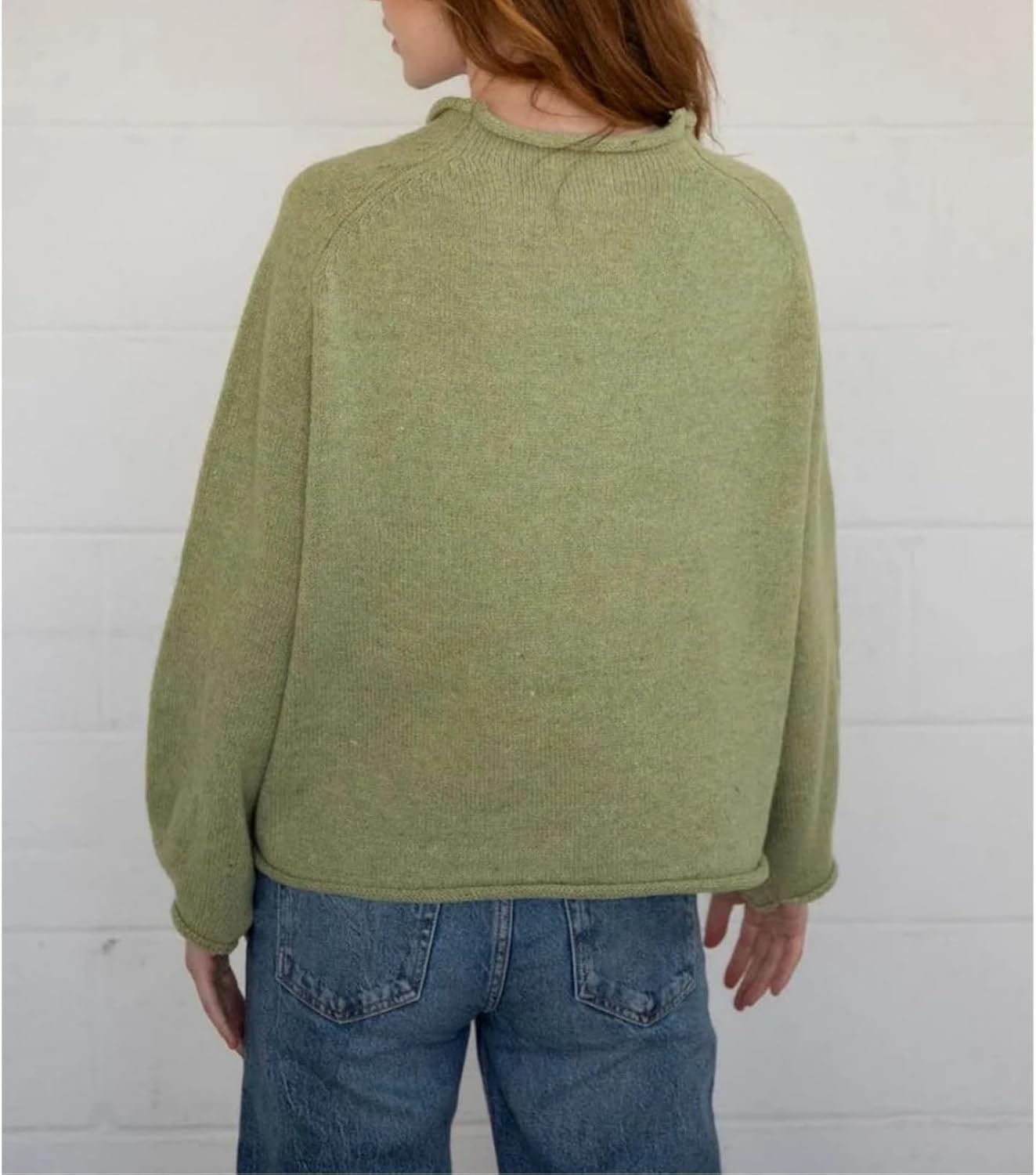 Women Fashion Rib Knit Fish Graphic Oversized Sweater Y2k Vintage Crew Neck Loose Fit Knitted Pullover Sweaters