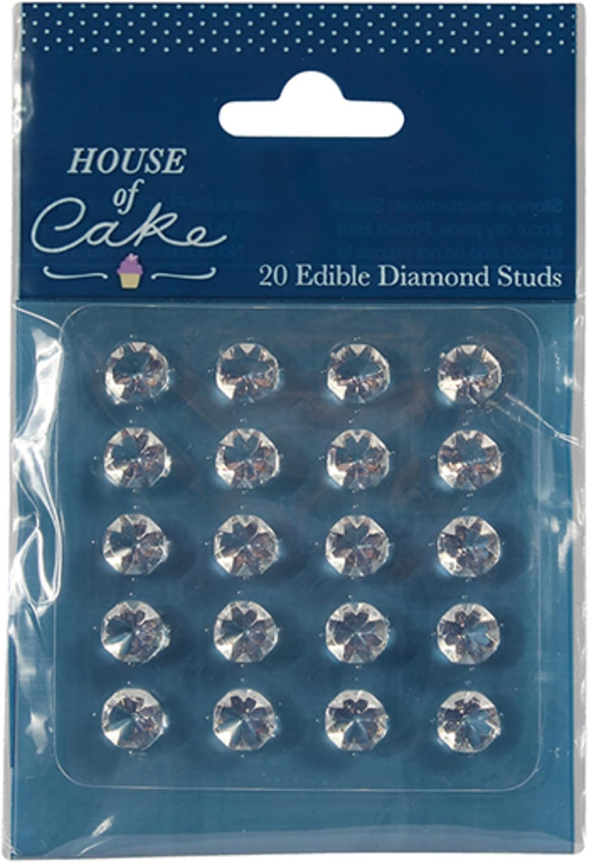 Edible Clear Jelly Gems - 10mm Diamond Studs for Cake Decorating | Ideal for Wedding Cakes & Cupcakes, Pack of 20