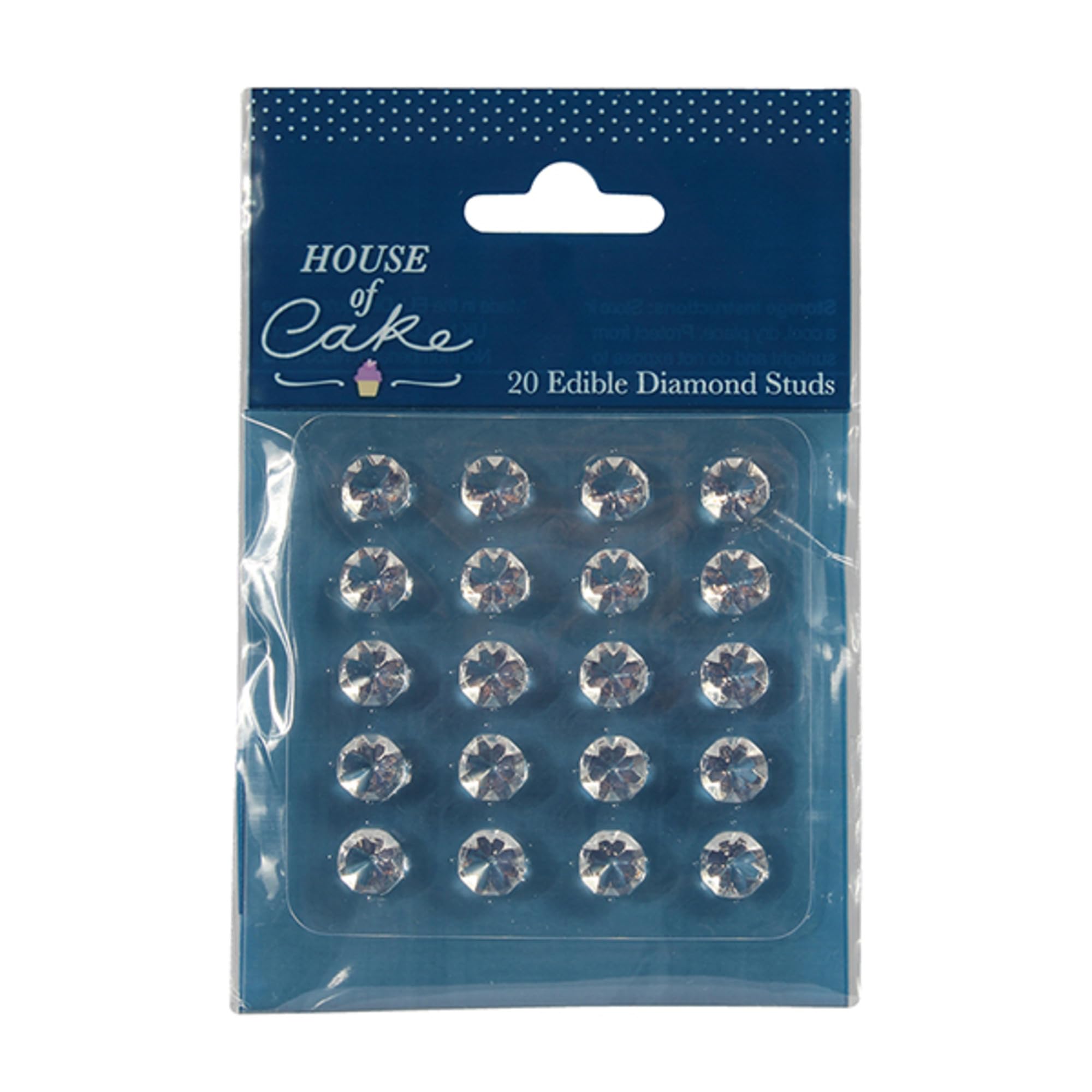 Edible Clear Jelly Gems - 10mm Diamond Studs for Cake Decorating | Ideal for Wedding Cakes & Cupcakes, Pack of 20