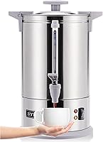 Vista 7 de SYBO Cafetera de percolado de acero inoxidable de grado comercial, urna de agua caliente para catering, 100 tazas de 16 L, color gris