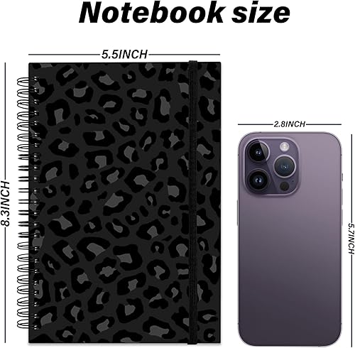 Miniatura 2 de Deokke Cuaderno de espiral, diario de tapa dura, cuaderno espiral con rayas anchas, A5 de 5.5 x 8.3 pulgadas, papel grueso de 80 GSM, 60 hojas y 120