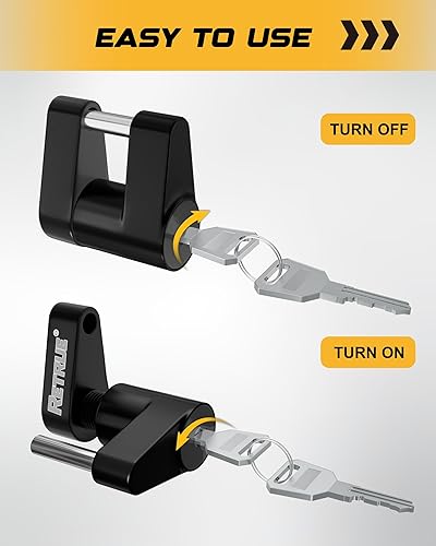 Miniatura 5 de RETRUE Bloqueo de acoplador de lengüeta de remolque, Bloqueo de enganche de remolque, Diámetro 14 pulgada, Extensión de 34 pulgada para remolcar